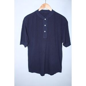 45rpm Men's Small? Indigo Blue Henley Neck Short Sleeve T-Shirt